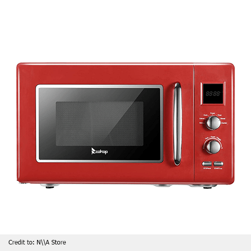 Red retro microwave