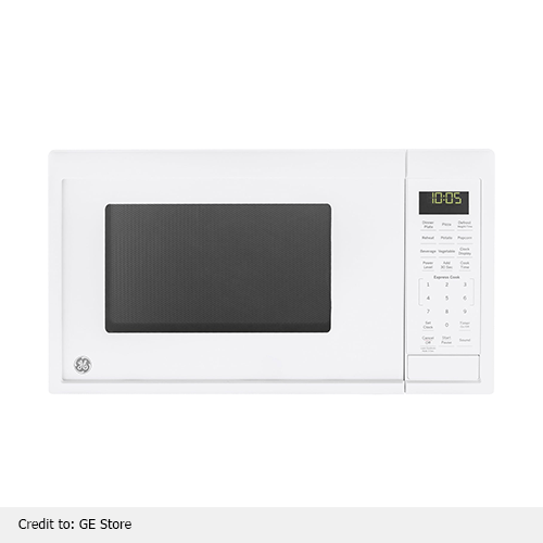 Space-Saving Ge White Microwave