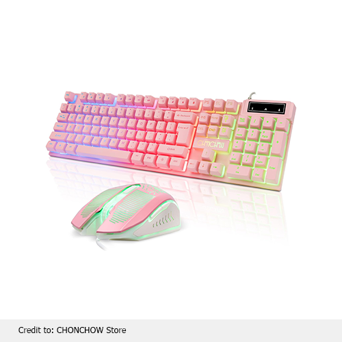 Pink Keyboard and Mouse
