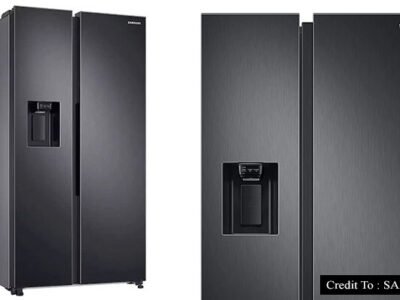 Black side by side refrigerator