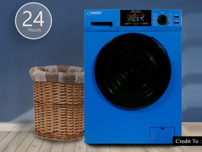 Blue washer and dryer