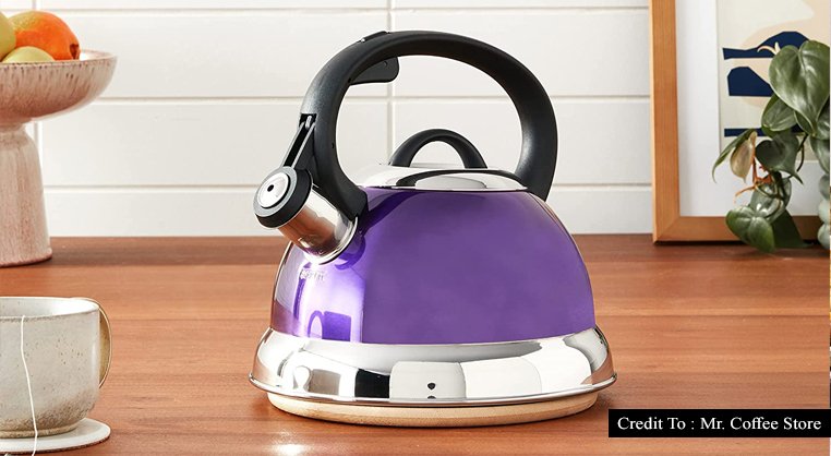purple tea kettle