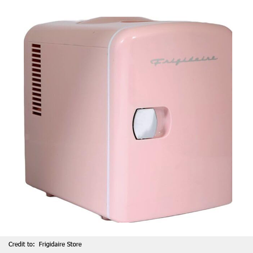 Pink retro mini fridge